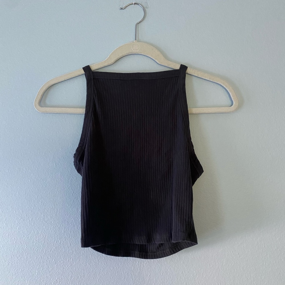 Pacsun Knit Charcoal Grey Cropped Tank Top
